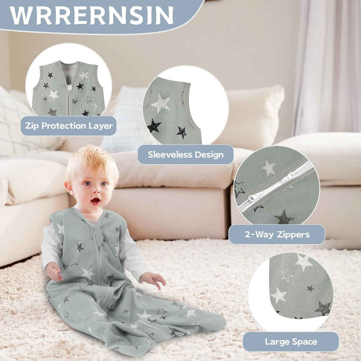 Baby Cotton Sleep Sacks – 3 Pack
