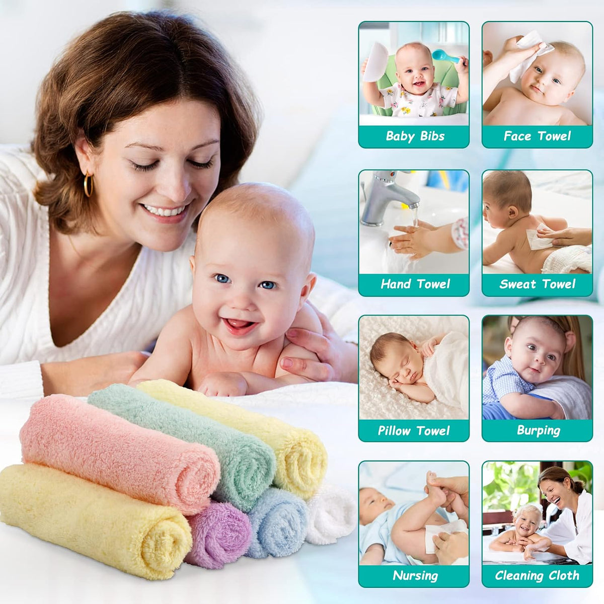 HOMEXCEL Baby Washcloths – 24 Pack
